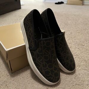 Calvin Klein Black Loafers Slip-Ons Velvet